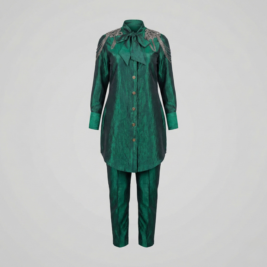 Fatima Farzana Emerald Forest couture dress