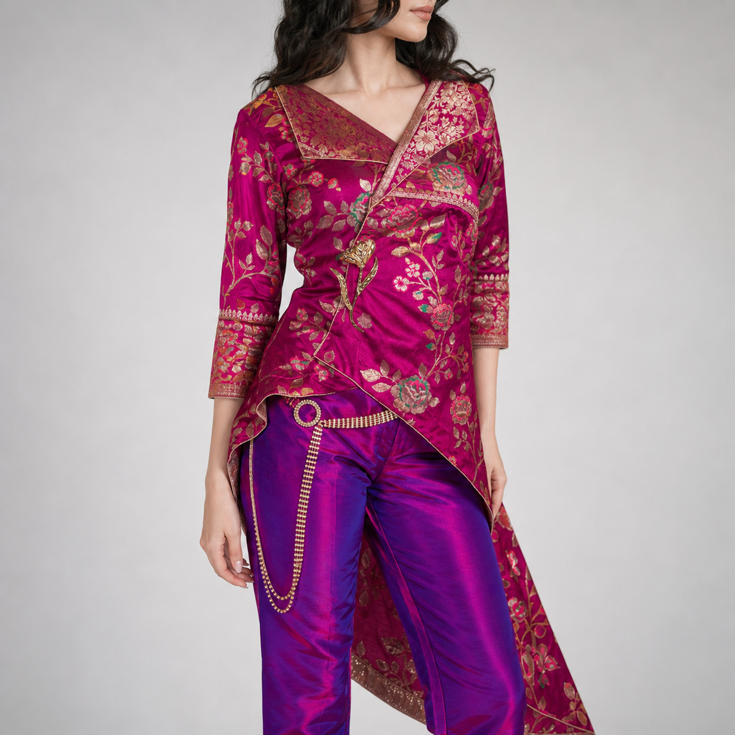 Purple Crossing garment detail view